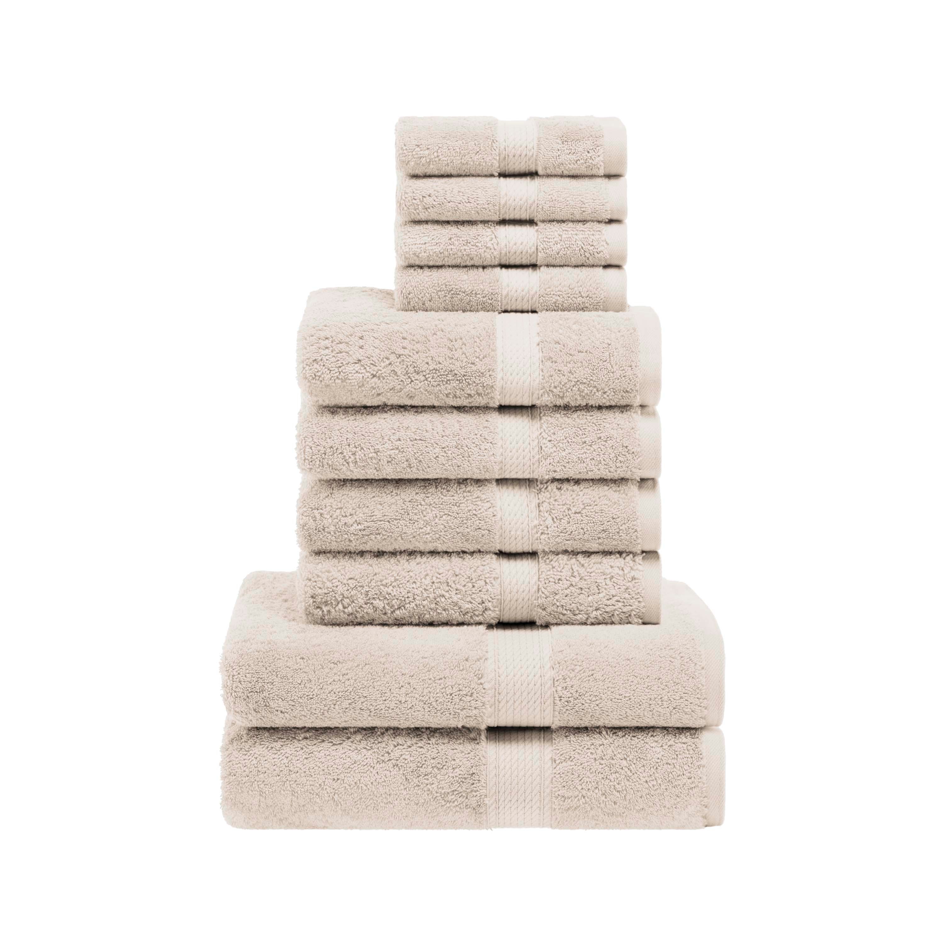 Premium Egyptian Cotton Plush Heavyweight Towel Set - 10 Piece Ultra Absorbent Luxury Bath Towels for Spa, Hotel & Home Use