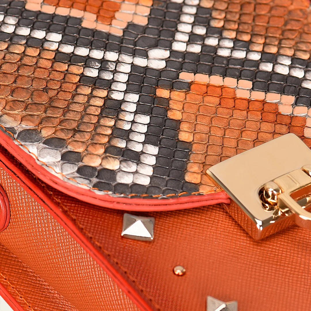 BOD38PI Women's Orange Casual Fashion Python Smartphone Wallet Bag - Perfect for Everyday Use, Shopping & Travel