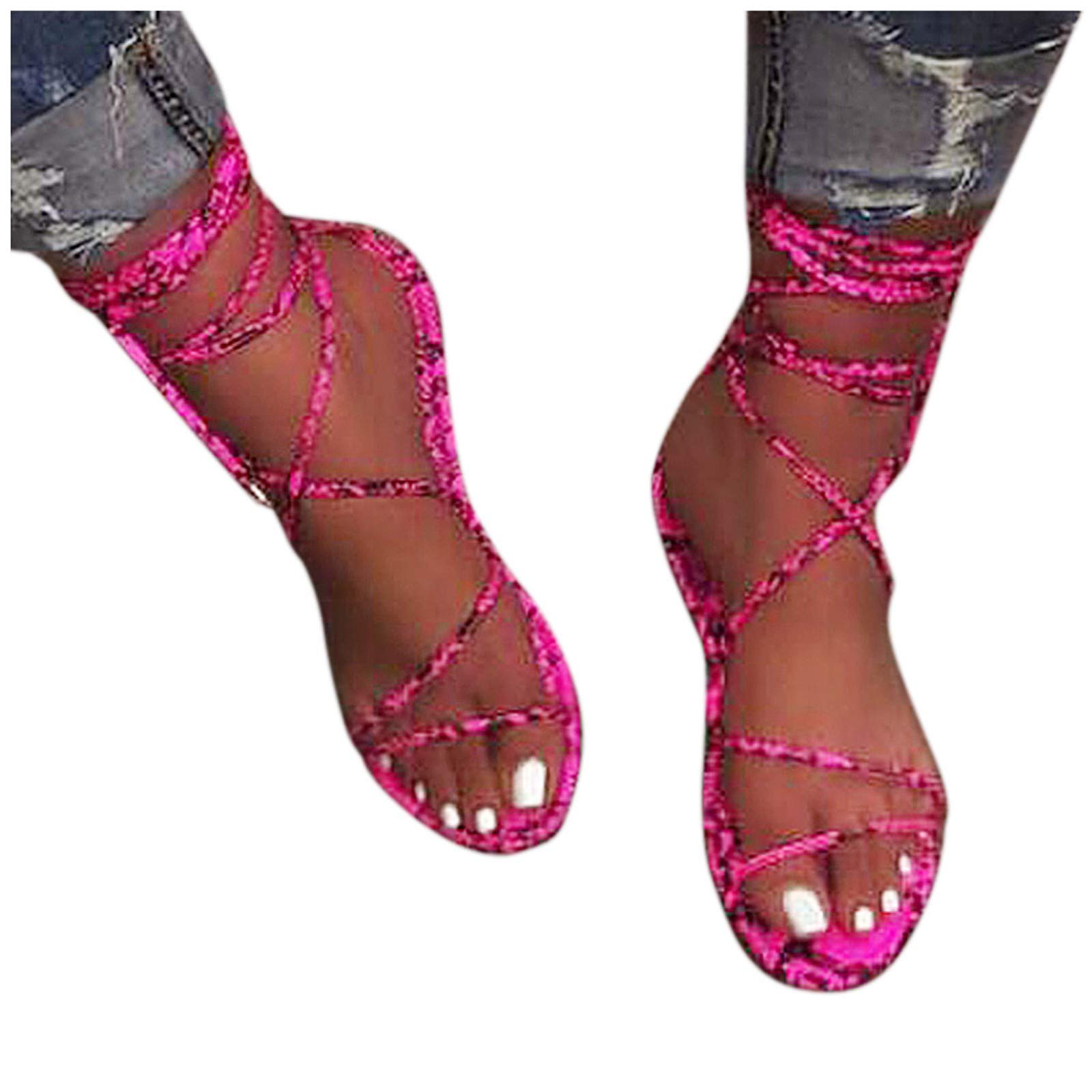 Gloneld Women's Dressy Sandals - Summer Boho Roman Flats, Knee High Boots & Open Toe Beach Shoes for Casual Wear, Outdoor Activities & Vacation Outfits