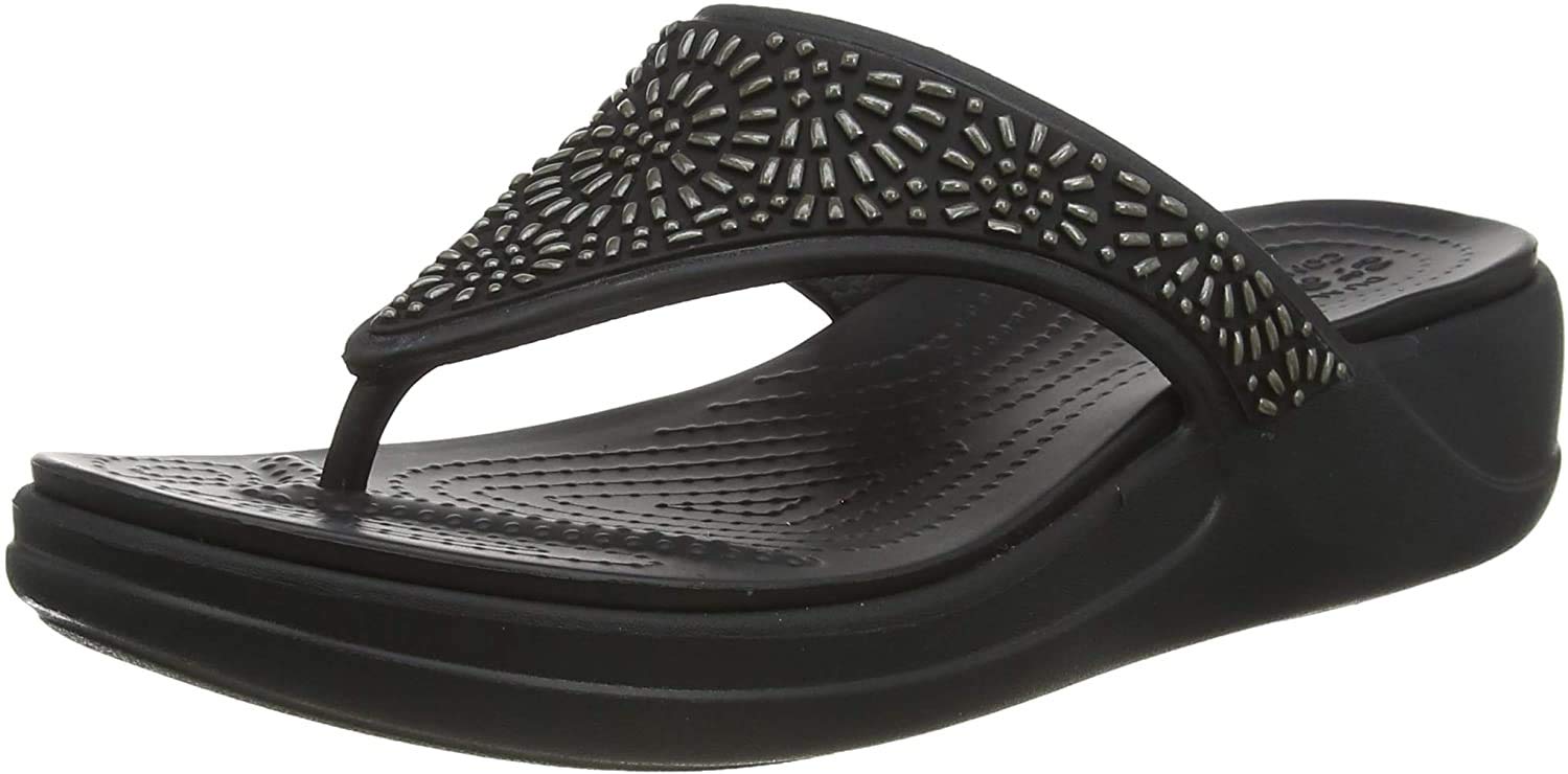 Crocs Women's Monterey Diamante Slip-On Wedge Sandals | Comfortable Casual & Dressy Wedges for Women | Perfect for Beach, Pool, and Summer Outings