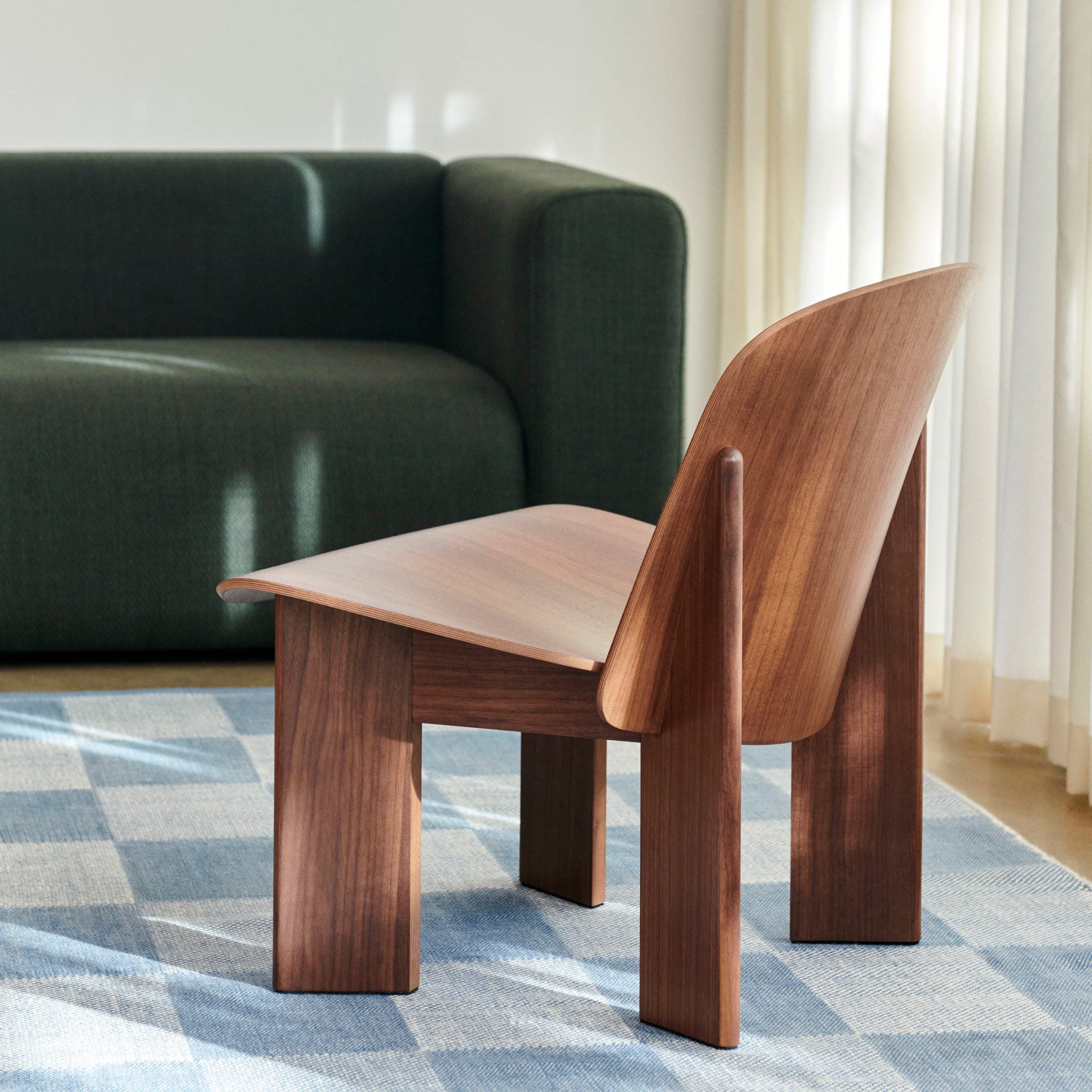 HAY Chisel Lounge Chair - Lacquered Walnut Wood Modern Accent Chair | Comfortable Seating for Living Room, Office & Lounge Areas