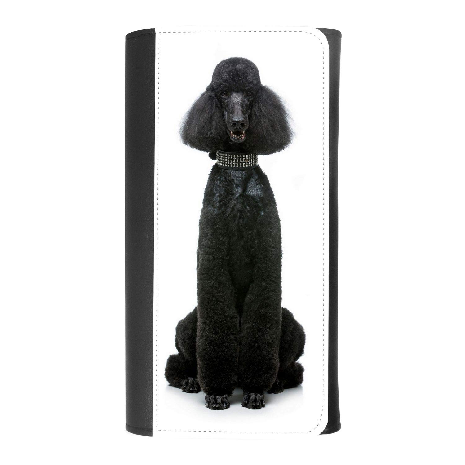 Black Poodle Leather Wallet for Women - Card Holder & Phone Pocket - Perfect for Travel & Daily Use