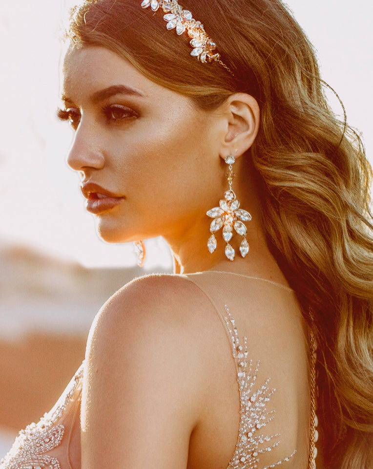 Elegant Bridal Earrings | Statement Chandelier Earrings for Weddings by Kezani | Perfect for Bridal Showers, Wedding Ceremonies & Special Occasions