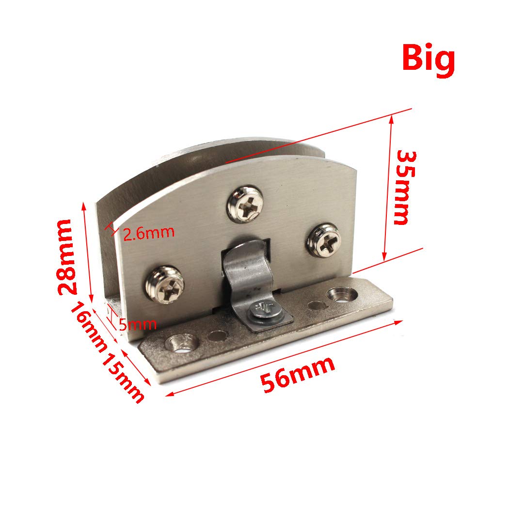 8-10mm Glass Cabinet & Shower Door Hinges - Wall Mounted Glass Clamp Hinges (4-Pack) for Bathroom, Kitchen & Closet Glass Doors