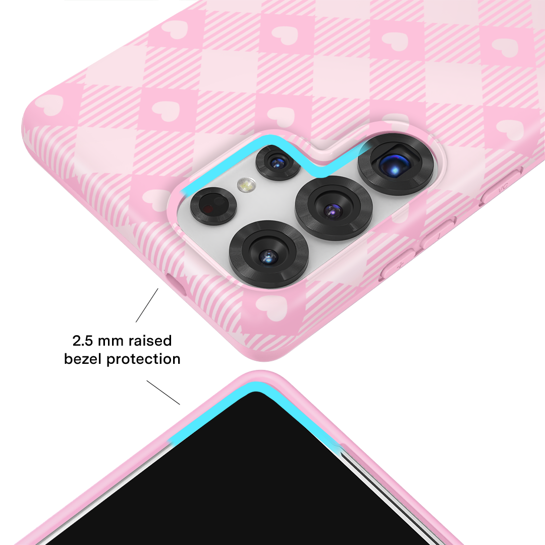 Pink Gingham Samsung Phone Case - Cute & Stylish Protective Cover for Samsung Galaxy - Perfect for Everyday Use, Work & Travel