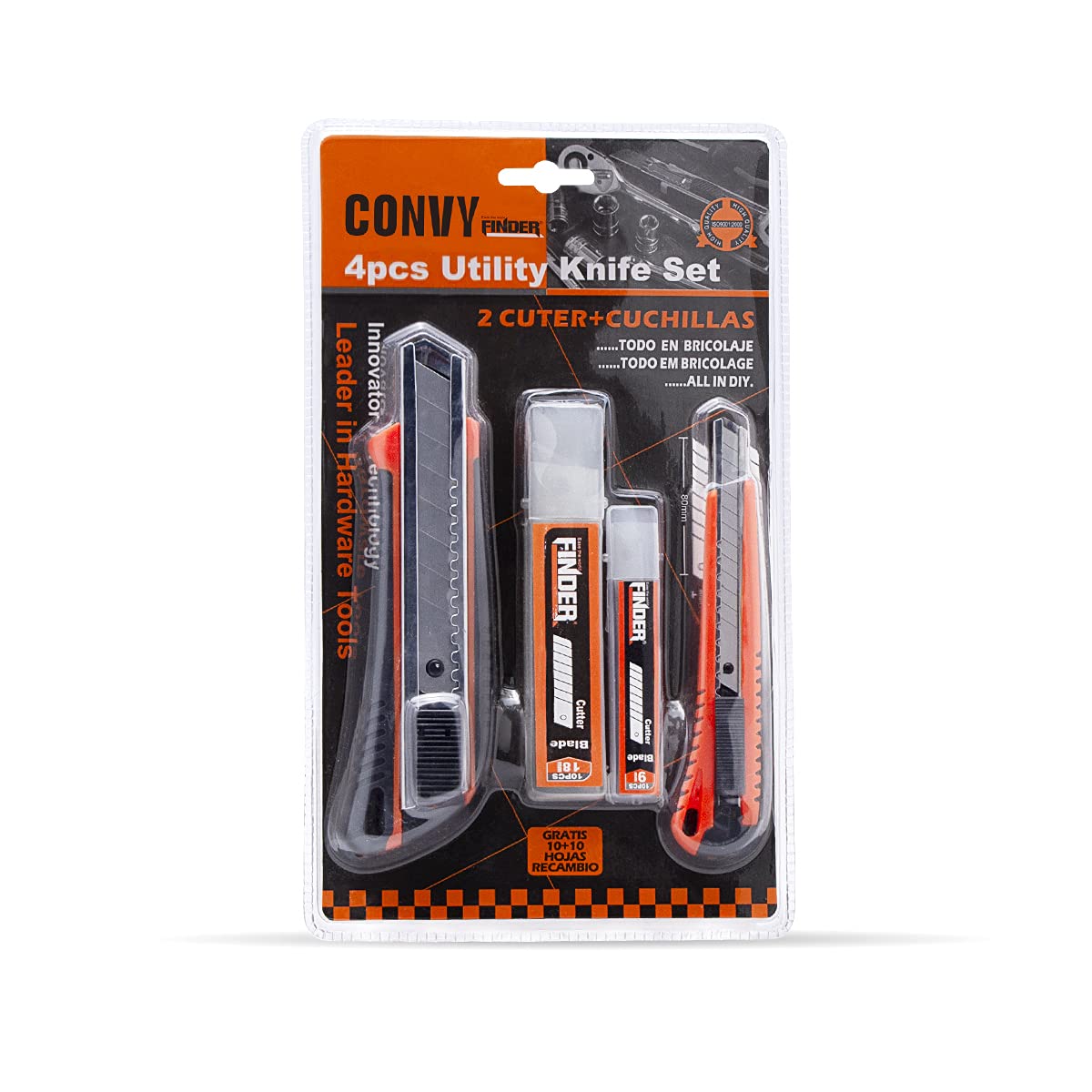 Snap-Off Utility Knife Set with 20 Blades - Heavy Duty Retractable Cutter for Office, Home, Art & Crafts - Perfect for Box Opening, Packaging, DIY Projects & Precision Cutting