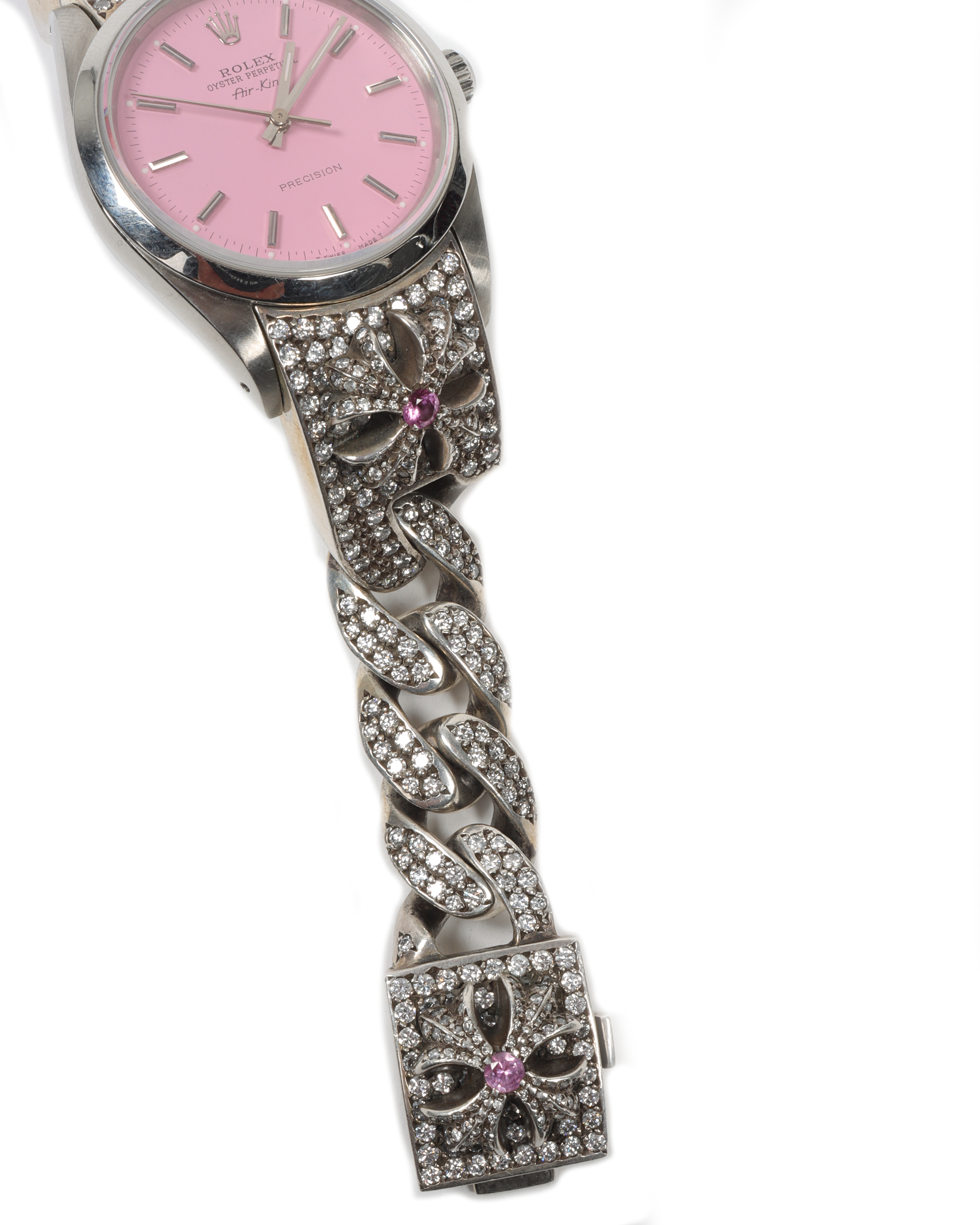 36mm Pave Diamond Rolex Air King Watch for Men - Luxury Stainless Steel Timepiece for Business, Gifts & Special Occasions