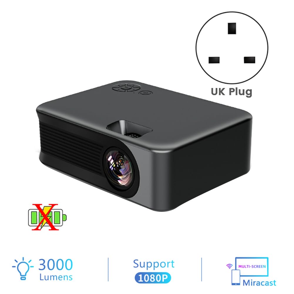 Eighosee Mini Projector for iPhone Android - 1080P HD Portable Projector with WiFi, Bluetooth, UK Plug | Home Theater, Outdoor Movie Nights, Gaming, Business Presentations