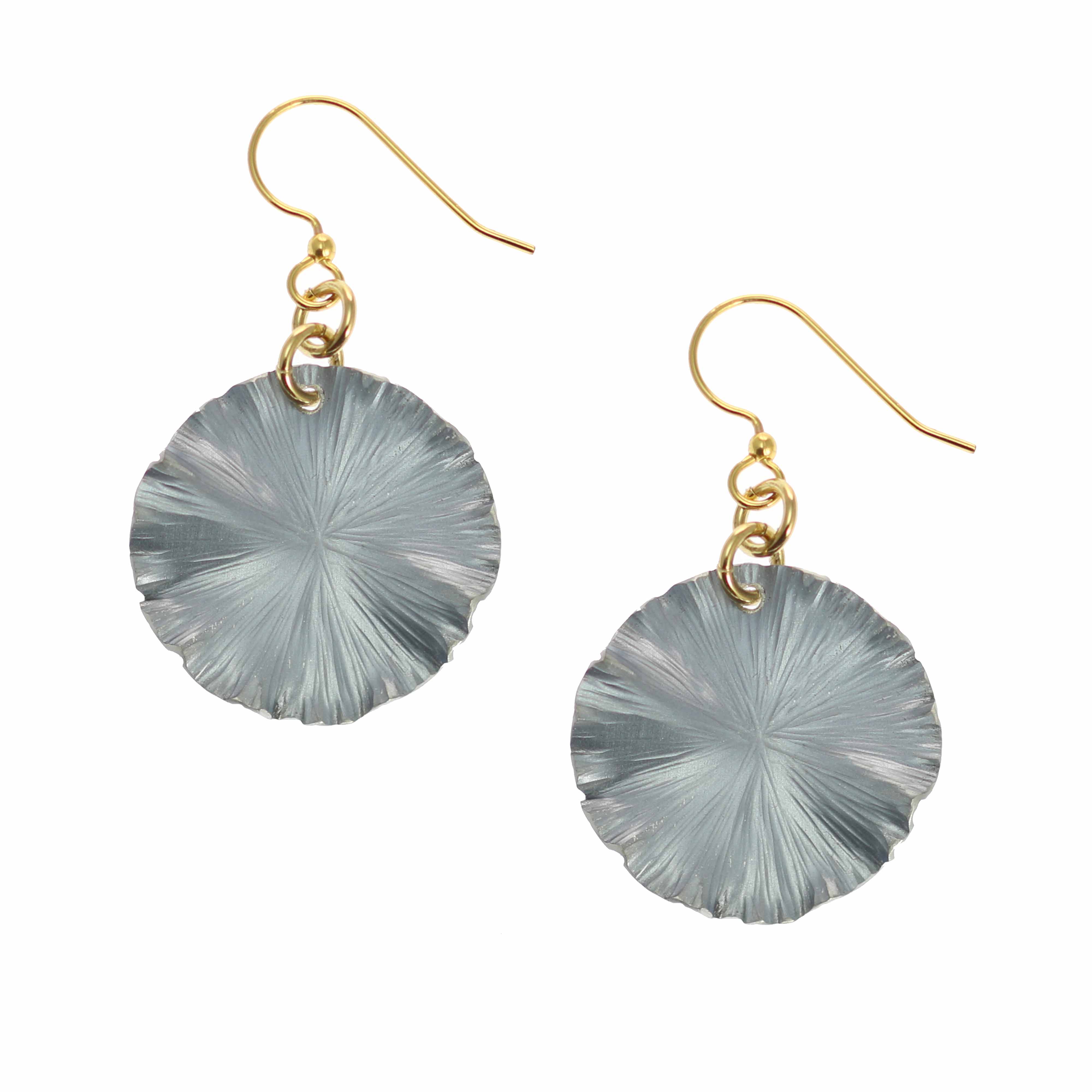 Small Lily Pad Anodized Aluminum Pewter Gray Leaf Earrings - Lightweight Dangle Earrings for Women, Nature-Inspired Jewelry for Everyday Wear & Special Occasions