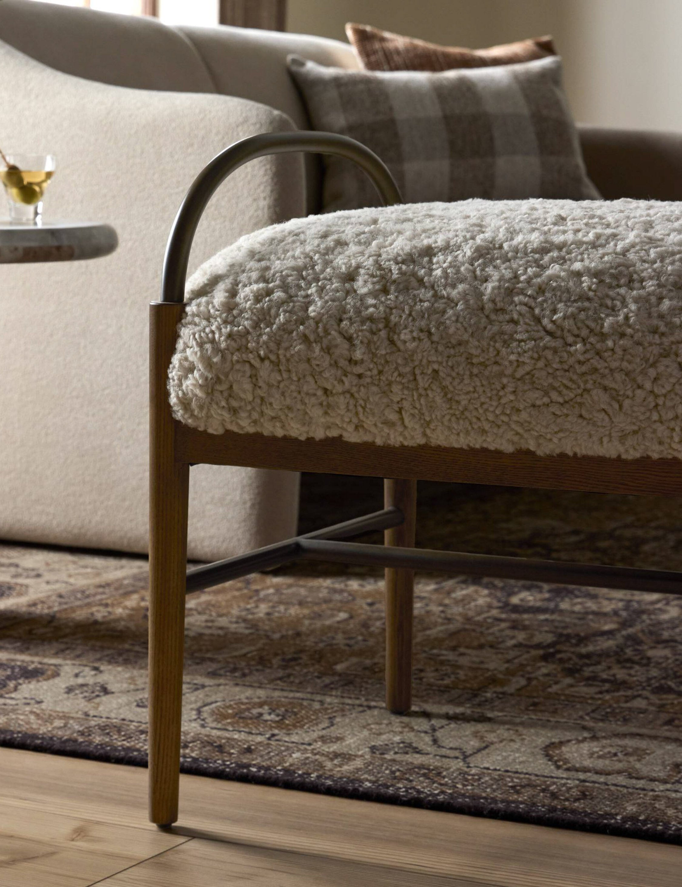 Demi Stool by Amber Lewis x Four Hands - Modern Accent Stool for Living Room, Bedroom & Entryway - Stylish Home Decor Furniture