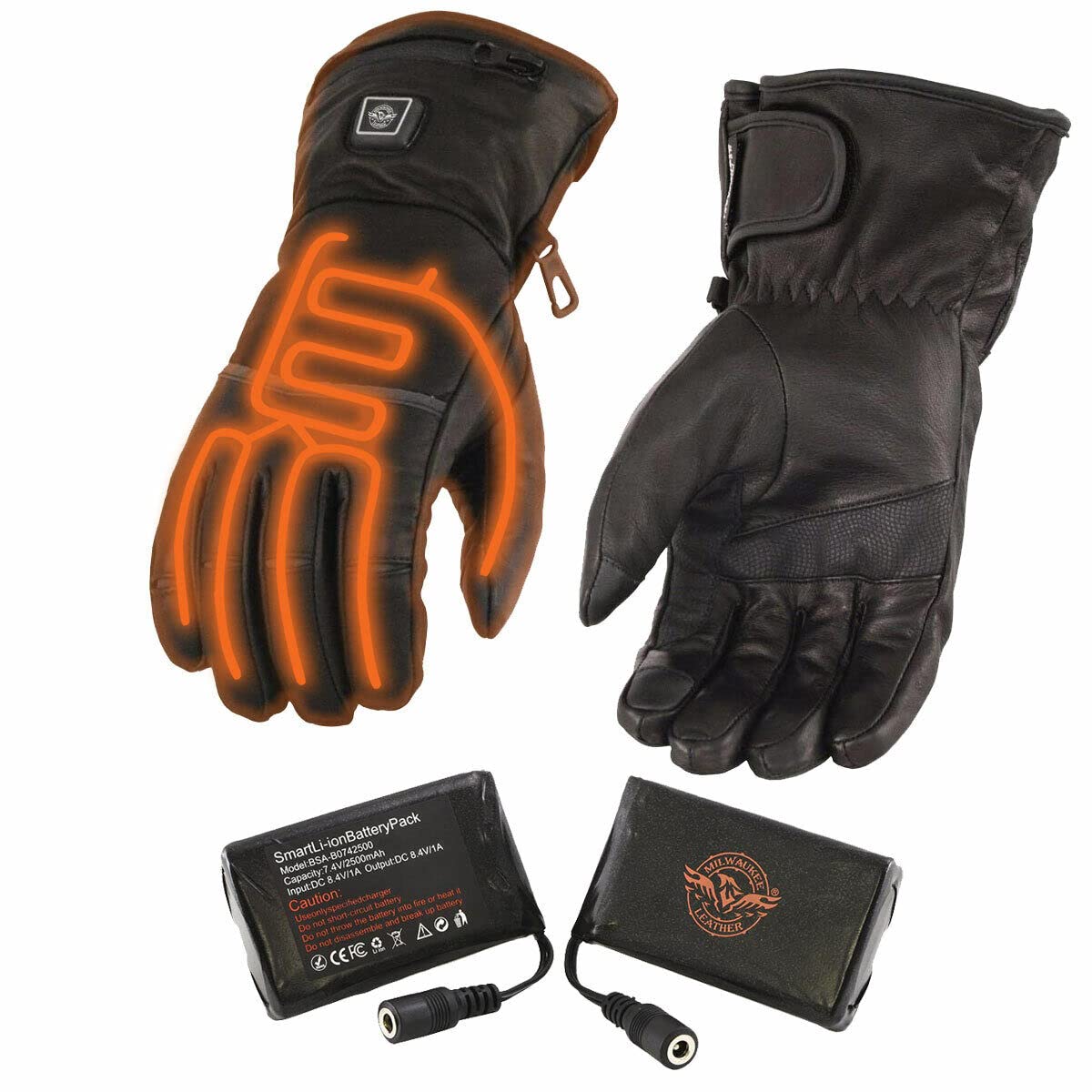 Milwaukee Heated Waterproof Leather Gloves for Men - Touchscreen Compatible, Windproof & Insulated - Ideal for Motorcycling, Snowmobiling & Winter Outdoor Activities