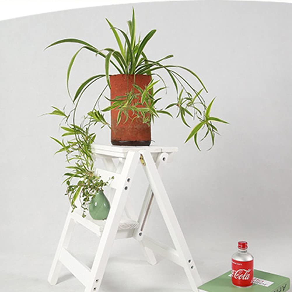 Foldable Wooden Step Stool for Home - Indoor Climbing Stool, Ladder Chair with Storage Shelf - Perfect for Reaching High Shelves, Library Ladders, and Plant Display