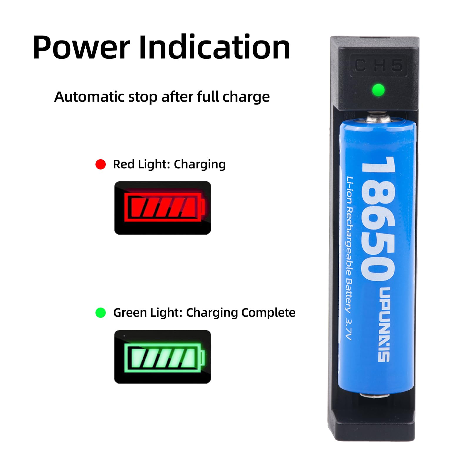 18650 Battery Charger - Universal USB Single Slot Li-ion Charger for 18650, 20700, 10440, 14500, 18500, 16340, 17500 Rechargeable Batteries (Battery Not Included) - Perfect for Flashlights, Vape Mods, and Electronic Devices