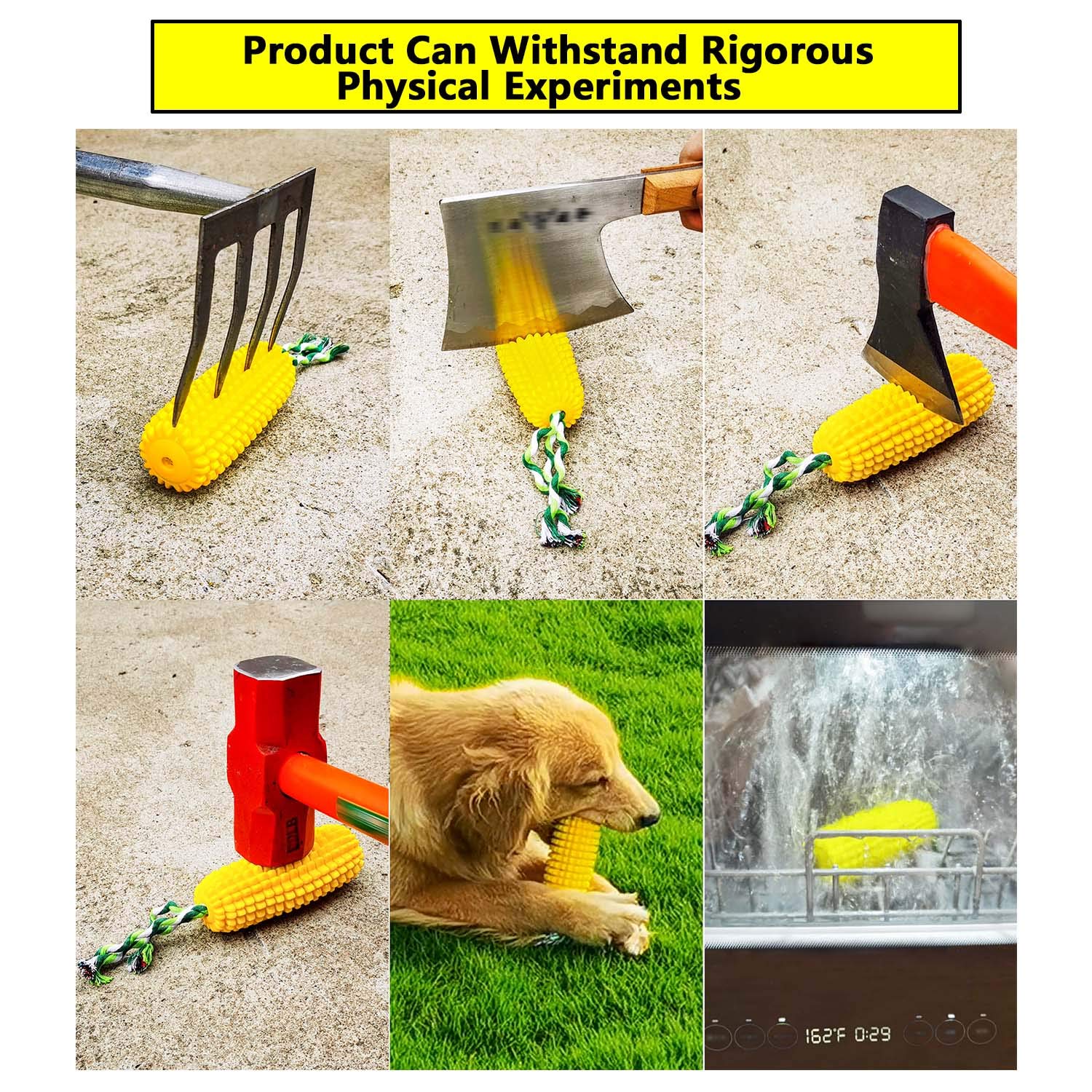 Durable Squeaky Dog Chew Toys for Teeth Cleaning - Interactive Corn-Shaped Yellow Puppy Toy for Medium & Small Dogs | Perfect for Playtime, Training & Birthday Gifts
