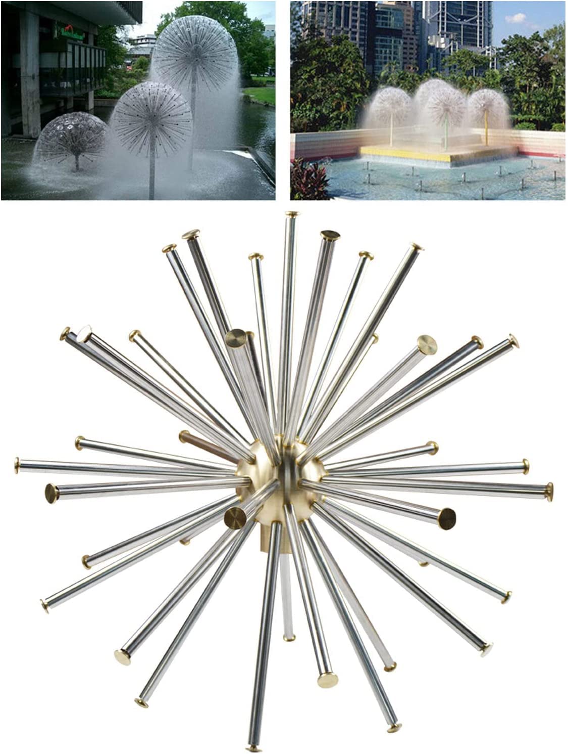 INTBUYING 1.5'' DN40 Stainless Steel Dandelion Fountain Nozzle - Crystal Ball Water Spray Sprinkler for Garden, Outdoor Pond Decor | Perfect for Water Features, Landscaping & Backyard Fountains