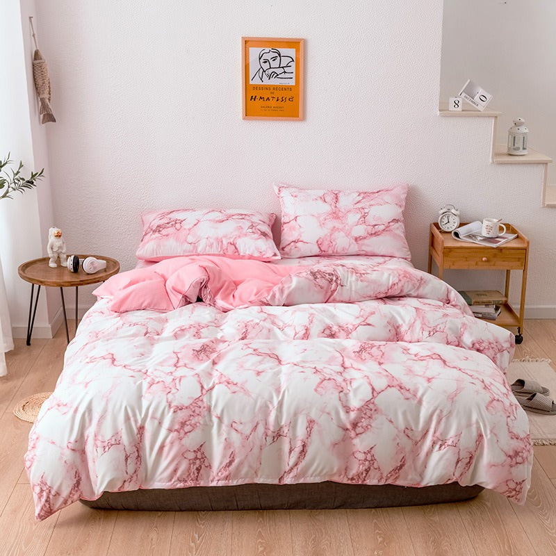 Luxury Marble Bedding Set - Queen Size, Soft & Breathable Bed Sheets with Pillowcases - Perfect for Modern Bedrooms & Guest Rooms