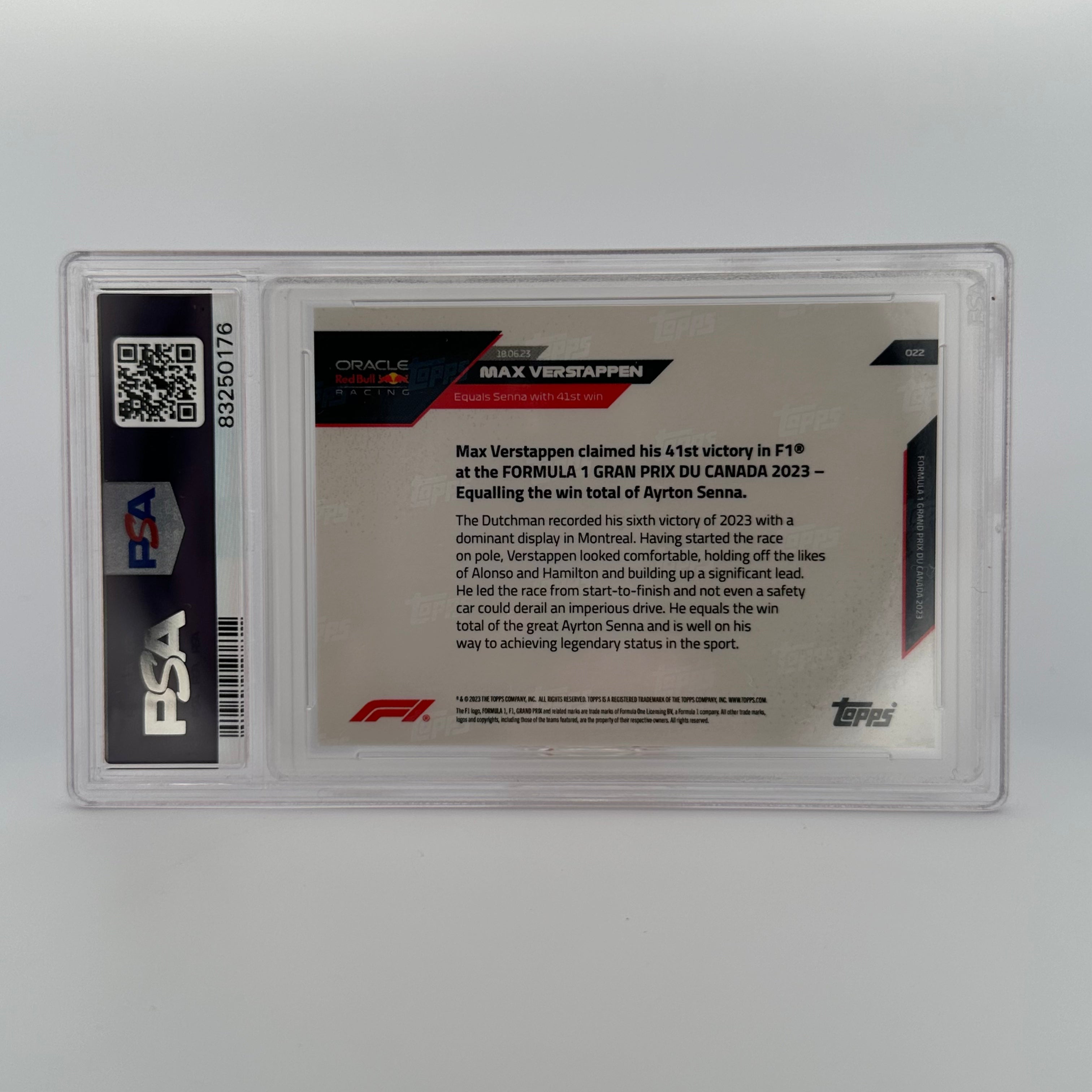 PSA 9 Graded 2005 Topps Max Verstappen #22 Blue Rookie Card - Perfect for F1 Collectors, Sports Memorabilia Displays & Racing Fans