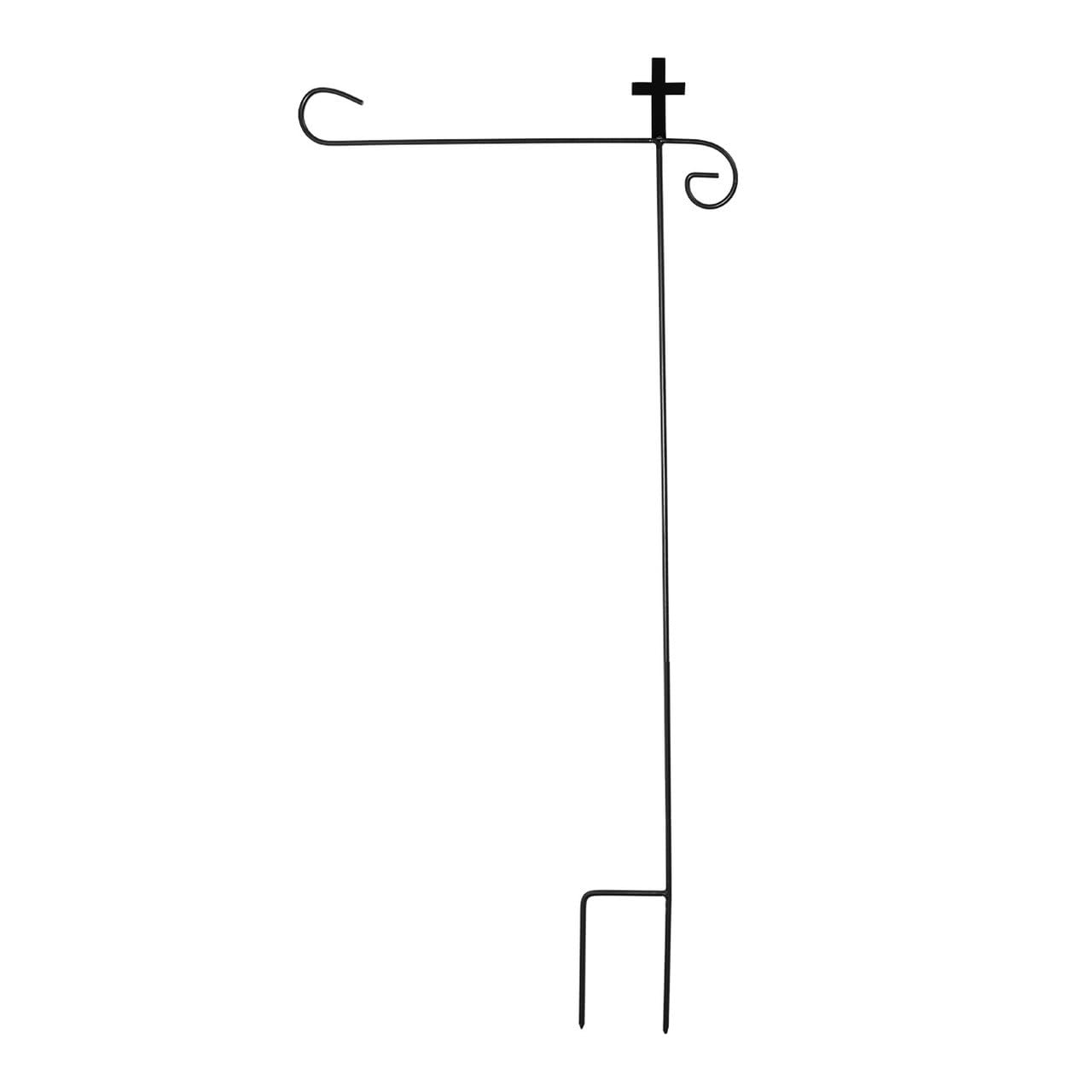 Briarwood Lane Wrought Iron Cross Garden Flag Stand - Rust-Resistant Outdoor Yard Decor for Patio, Lawn & Cemetery Memorials - Perfect for Seasonal & Holiday Home Decorations