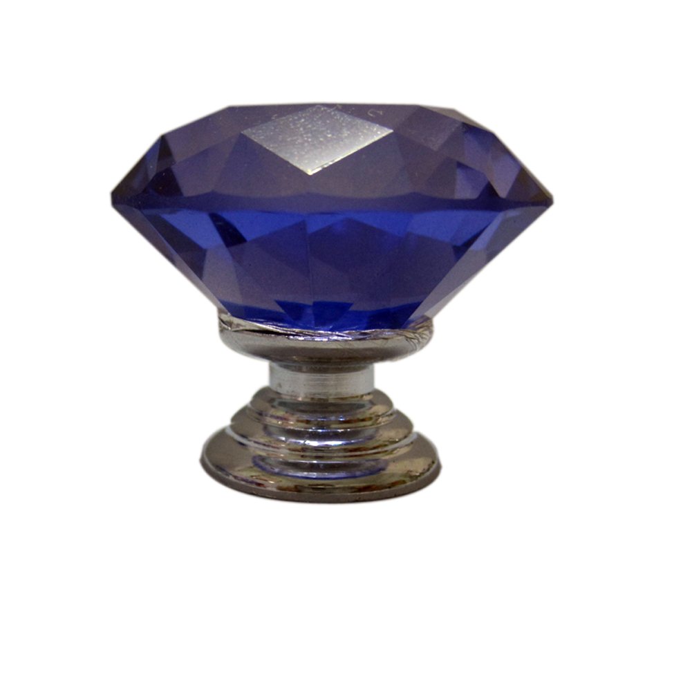 30mm Crystal Glass Cabinet Knobs - Blue Dresser Drawer Pull Handles (Pack of 8) | Perfect for Bedroom Furniture, Kitchen Cabinets & Bathroom Vanities