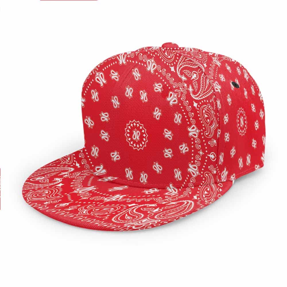 Stylish Red and White Bandana Baseball Cap - Adjustable Snapback Hat for Men & Women | Hip-Hop Fashion, Sports & Outdoor Activities