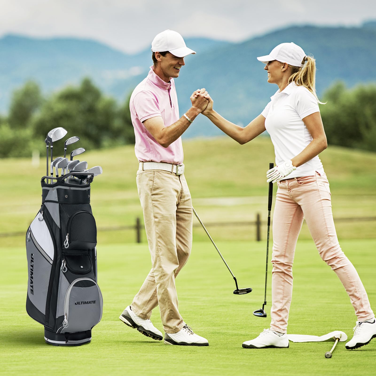 **Tangkula 14-Way Golf Cart Bag - Lightweight Waterproof Golf Club Bag with Cooler Pocket, Rain Hood & Shoulder Strap - Ideal for Men & Women Golfers on the Course**    *(Use Case: Perfect for golf tournaments, driving ranges, and casual rounds with durable storage for clubs, accessories, and drinks.)*