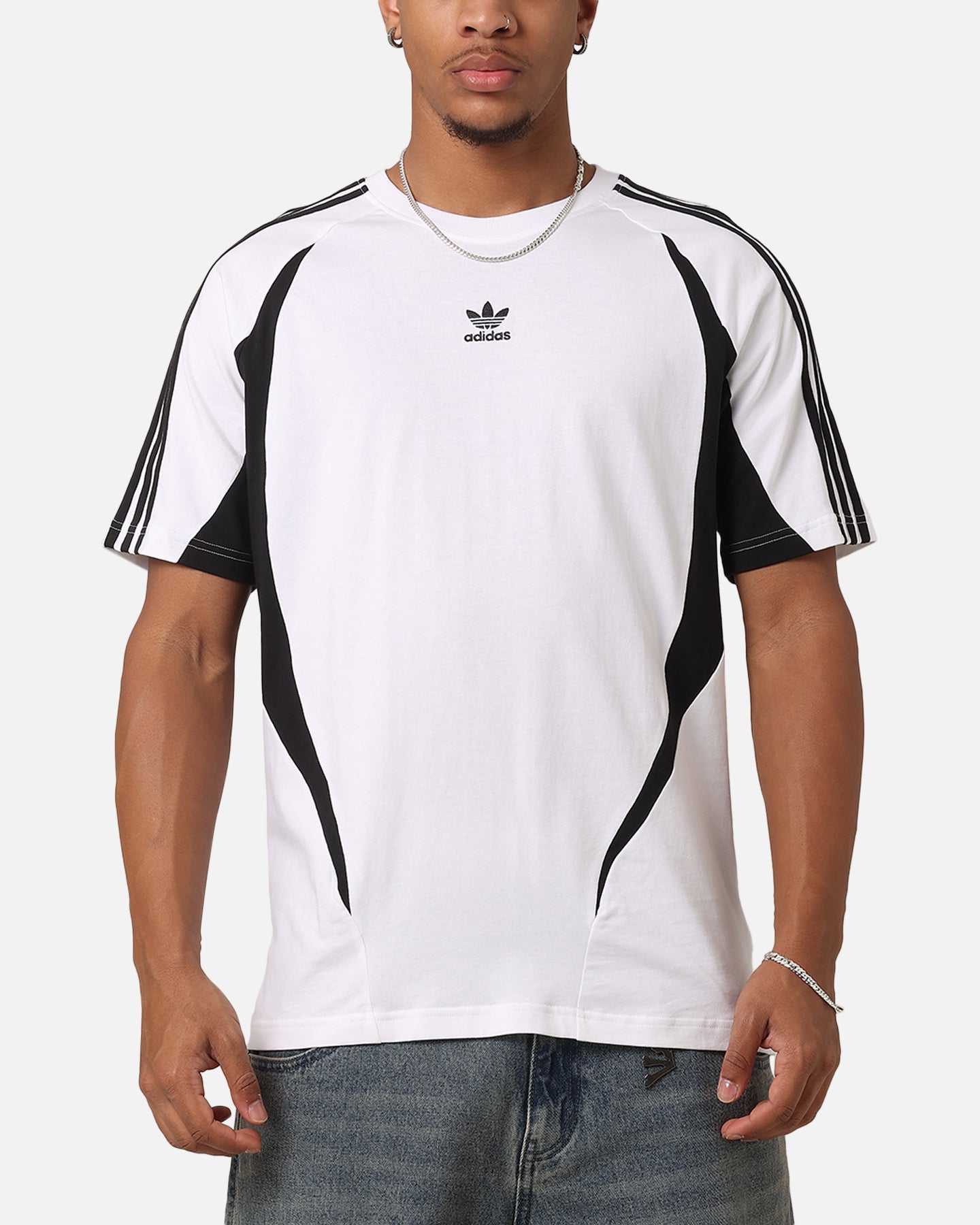 Adidas Archive T-Shirt for Men - Classic White & Black Cotton Tee - Casual Wear, Street Style, Gym & Everyday Outfits