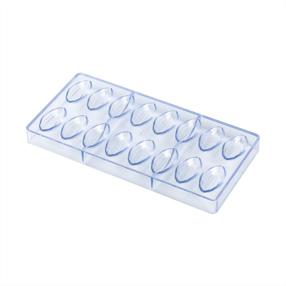 10.8 x 5.3 Inch Cocoa Pod Chocolate Candy Mold - 16 Cavities Food Grade Polycarbonate, Freezer Safe & Easy Release Baking Mold for DIY Desserts, Cupcakes & Party Treats
