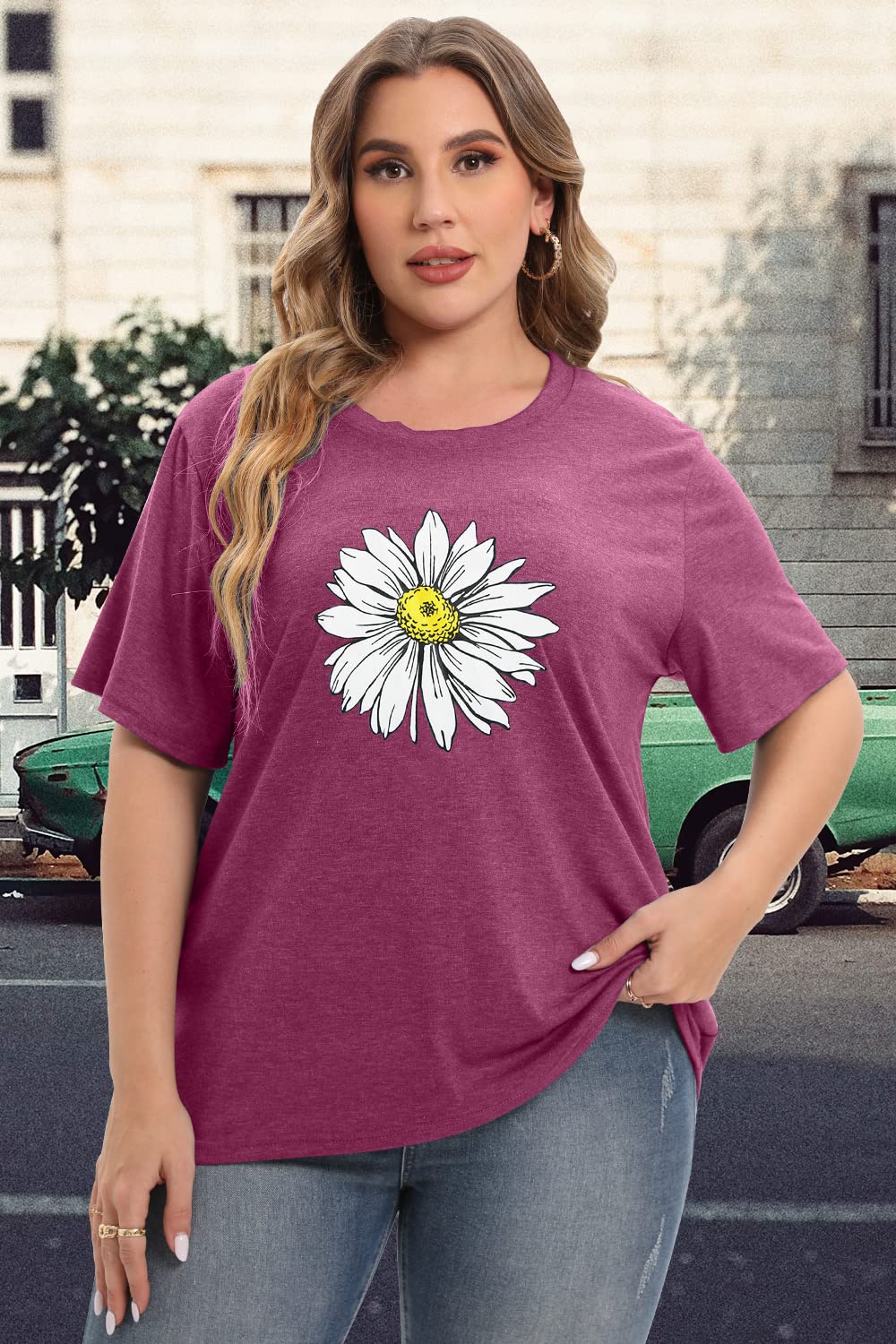 HDLTE Women's Plus Size Casual Short Sleeve Graphic Tee Shirts - Oversized Comfortable Tops for Everyday Wear, Street Style & Summer Outfits