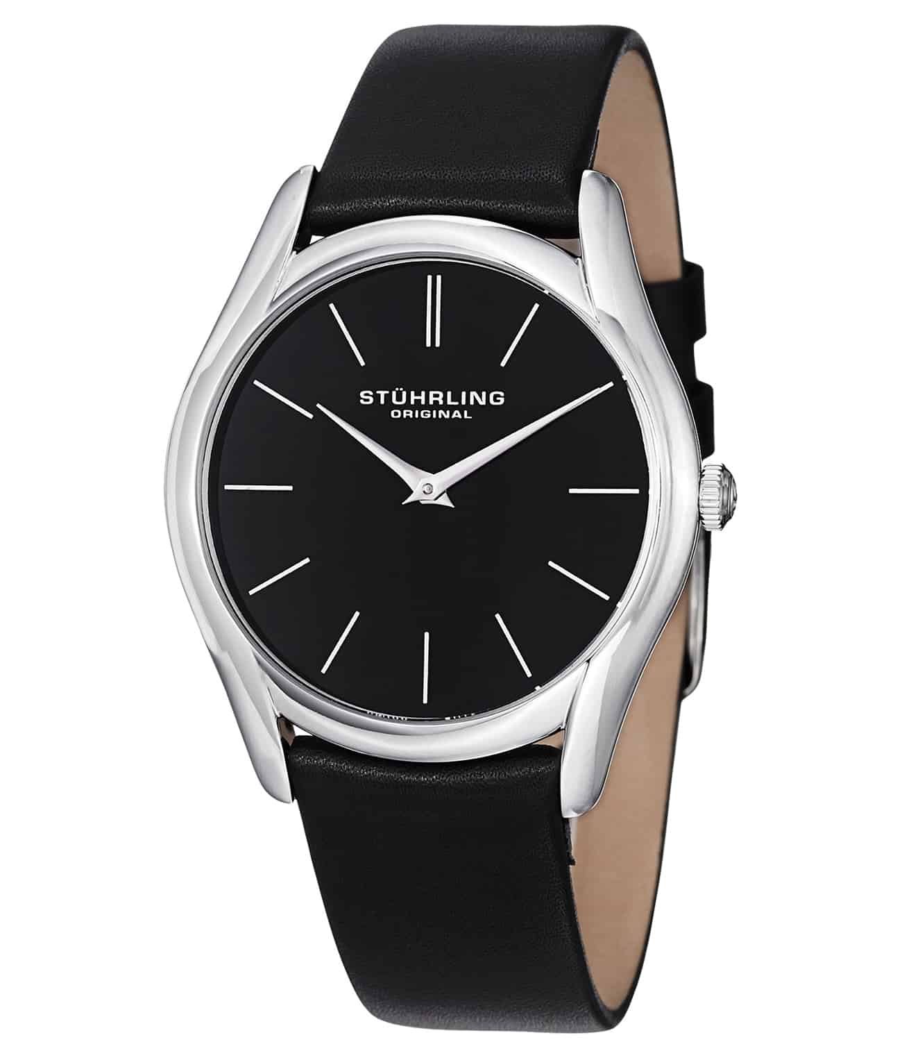 Black Dial / Silver Case / Black Leather Strap Tang Buckle