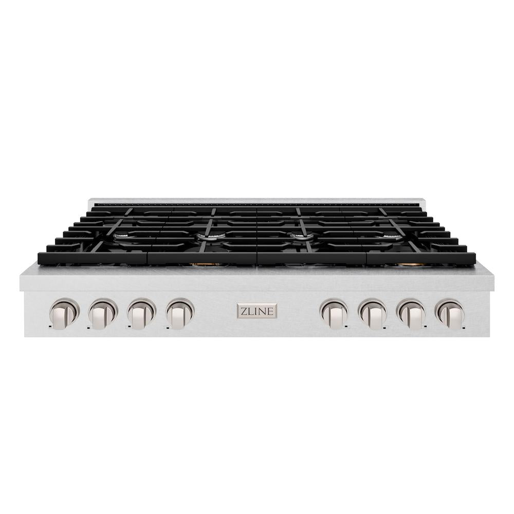ZLINE 48 Inch Paramount 8-Burner Gas Rangetop with Porcelain Cooktop in Satin Stainless Steel (SRTS 48) - Professional Grade Stove for Large Kitchens, Restaurants & Home Chefs