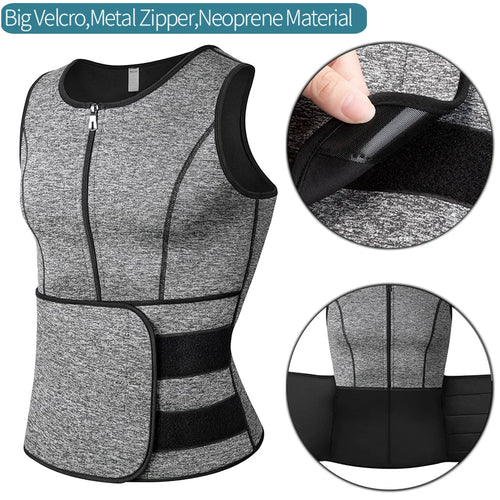 Men's Waist Trainer Body Shaper - Slimming Sauna Vest with Double Belt for Weight Loss & Sweat Control - Perfect for Gym, Workout & Postpartum Recovery
