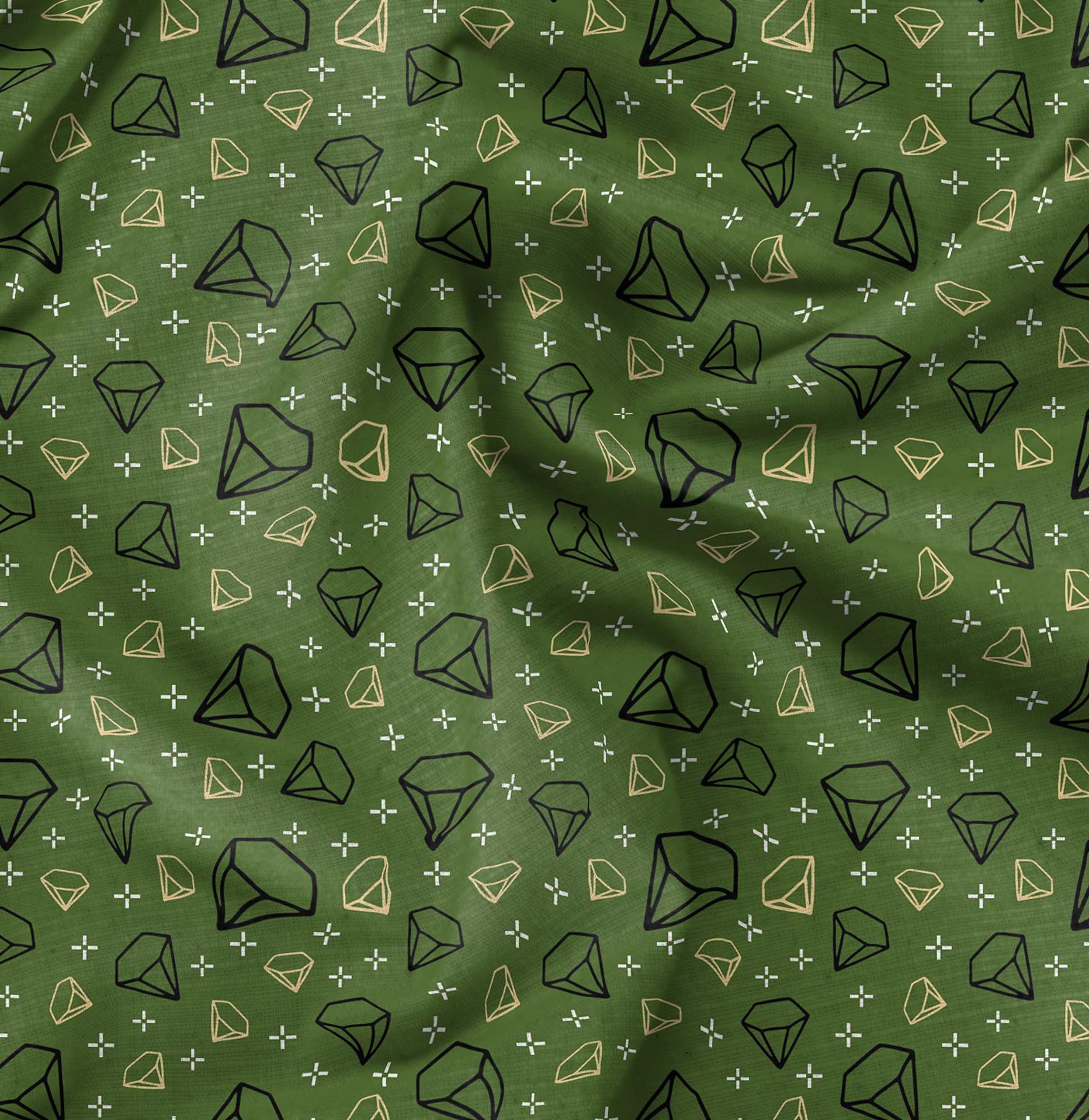 Soimoi Moss Green Georgette Fabric by The Yard - 42 Inch Wide Diamond Geometric Print - Elegant Classic Design for Dresses, Curtains & Home Decor