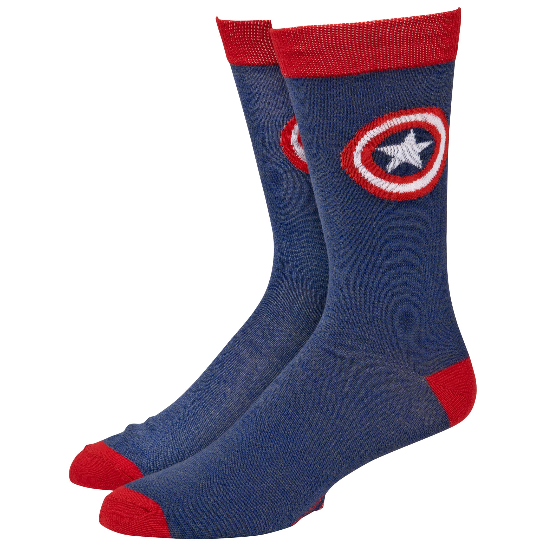 Captain America Classic Shield Symbol Crew Socks - Marvel Avengers Superhero Cotton Socks for Men & Women - Perfect for Cosplay, Gifts, and Everyday Wear
