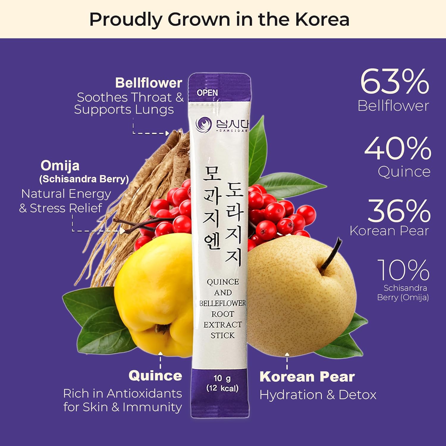 Korean Pear, Quince & Bellflower Extract Sticks (10g x 30 Sticks) - Herbal Immunity Booster for Cough Relief & Throat Soothing - Perfect for Travel, Office & Daily Wellness