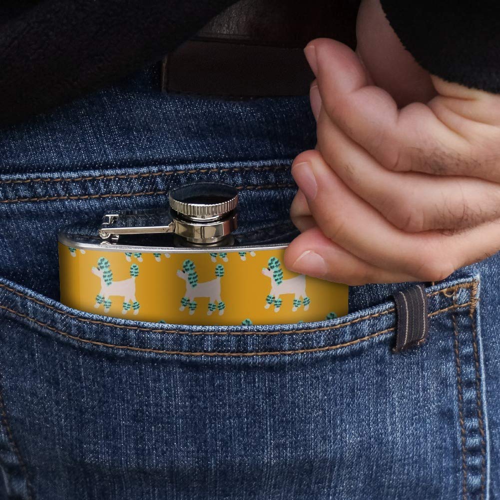 Lash Poodles Stainless Steel 5oz Hip Flask for Whiskey & Liquor - Perfect for Outdoor Adventures, Camping, Parties & Gifts