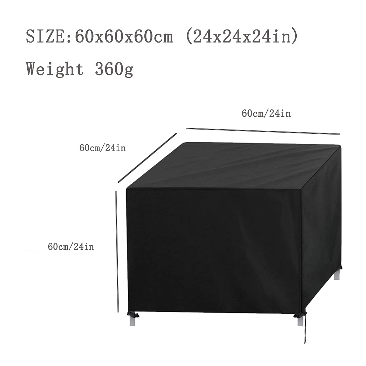 Waterproof 420D Outdoor Furniture Cover for Patio Table & Chairs - Heavy Duty Square Dust Protection with Buckle Straps (24