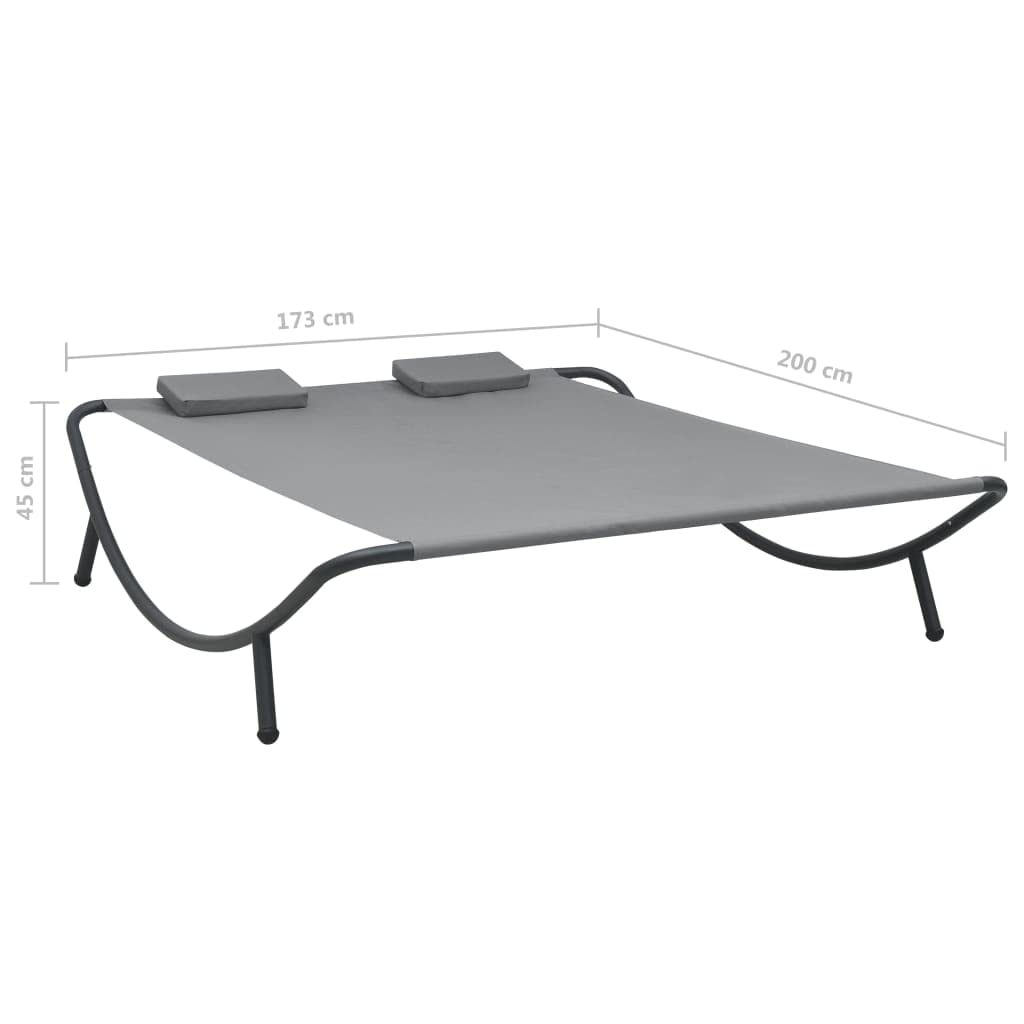 Outdoor Patio Lounge Bed with 2 Washable Pillow Covers - Tanning Chair for Poolside, Garden, Balcony - Durable Anthracite Fabric for Relaxing in Sun or Shade
