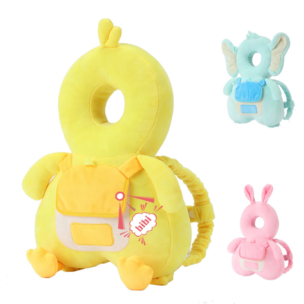Baby Head Safety Protector Pad for Toddler Walkers - Soft Infant Head Protection Backpack Cushion with Talking Feature (Yellow Duck Design) - Prevent Bumps & Falls While Learning to Walk
