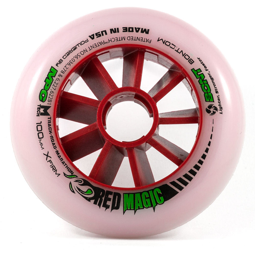 Bont Red Magic 100mm Inline Speed Skate Wheels - High Performance Racing Wheels for Professional Inline Skating & Speed Training
