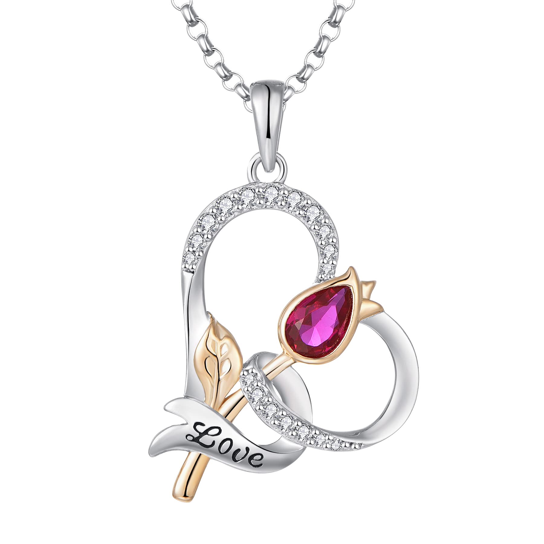 JO WISDOM 925 Sterling Silver Rose Necklace for Women - Infinity Heart Cross Pendant with Rose Gold Flower & 3A Cubic Zirconia - Elegant Gift for Mother, Wife, Girlfriend - Perfect for Valentine's Day, Anniversary, Birthday & Special Occasions