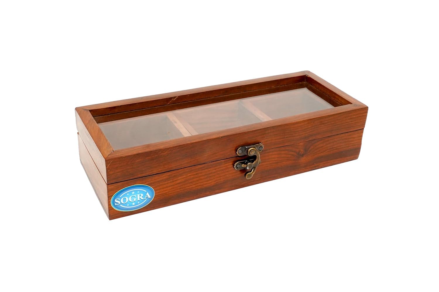 SOGRA 3-Compartment Wooden Storage Box for Nuts, Seeds, Dried Fruits - Organize Snacks, Spices & Kitchen Essentials | Perfect for Pantry, Countertop & Gift Giving
