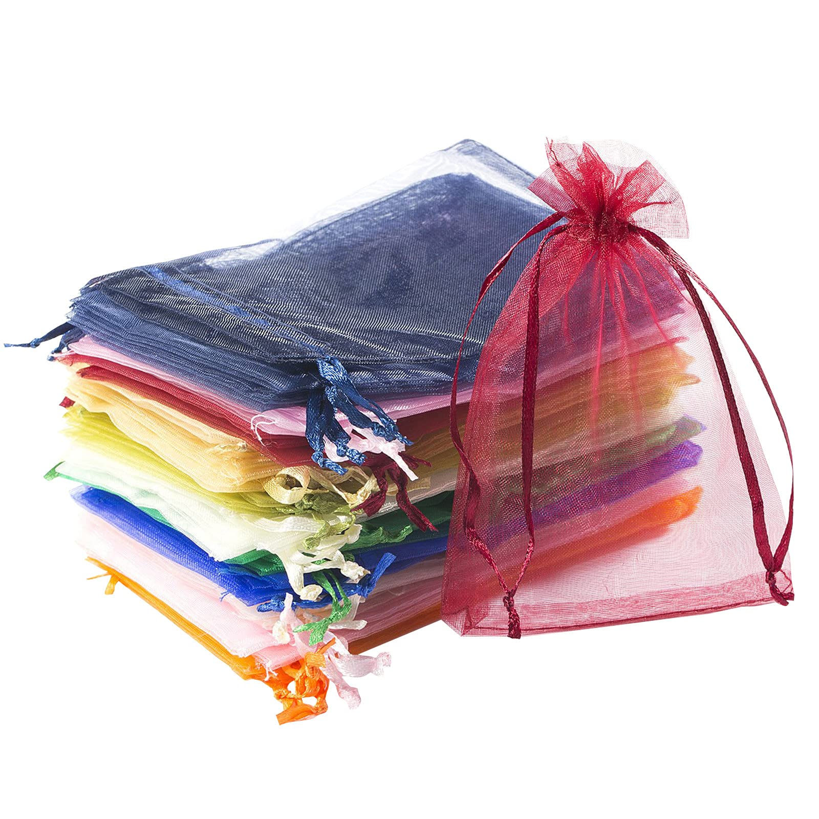 100Pcs Multicolor Organza Gift Bags 10x15cm - Wedding Favors, Party Supplies, Candy Bags for Birthdays, Baby Showers & Festive Celebrations - Elegant Reusable Cloth Gift Pouches for Jewelry, Candies & Small Gifts
