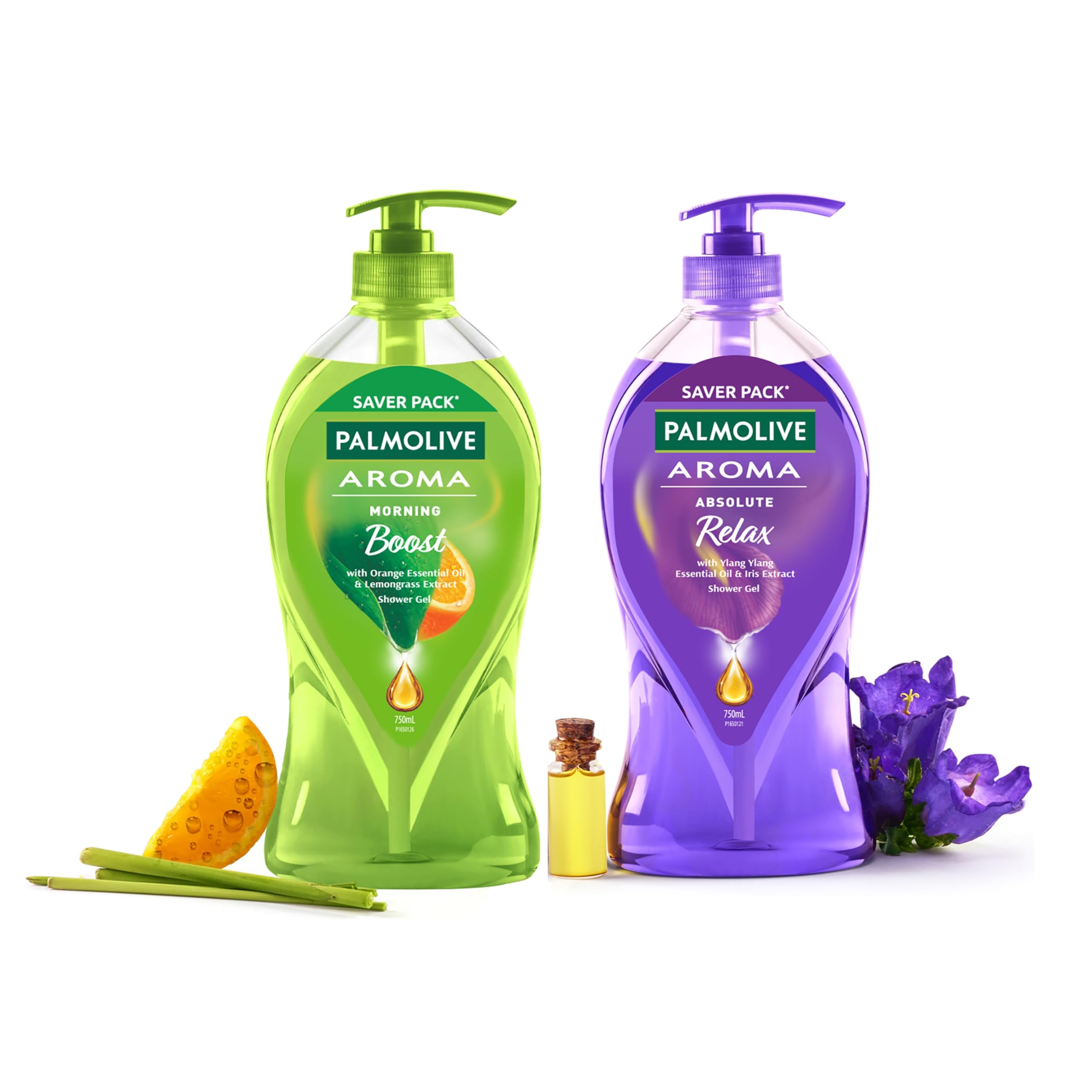 Palmolive Aroma Morning Tonic & Absolute Relax Body Wash Combo Pack - 750ml Each | Refreshing & Relaxing Shower Gel for Men & Women | Perfect for Morning Energy & Evening Stress Relief