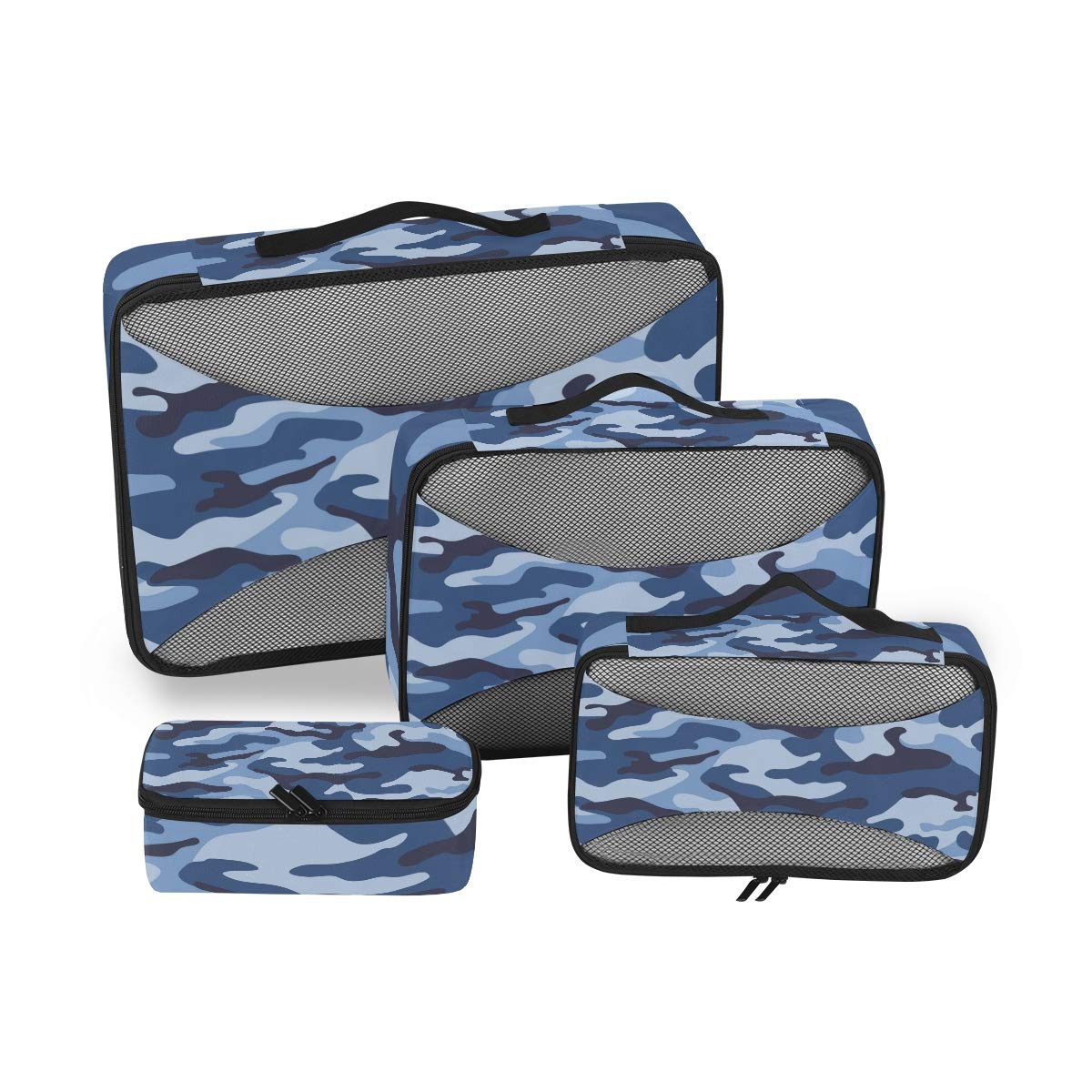 4-Piece Camouflage Packing Cubes Set - Travel Organizer & Storage Bags with Toiletry Pouches for Camping, Hiking & Outdoor Adventures