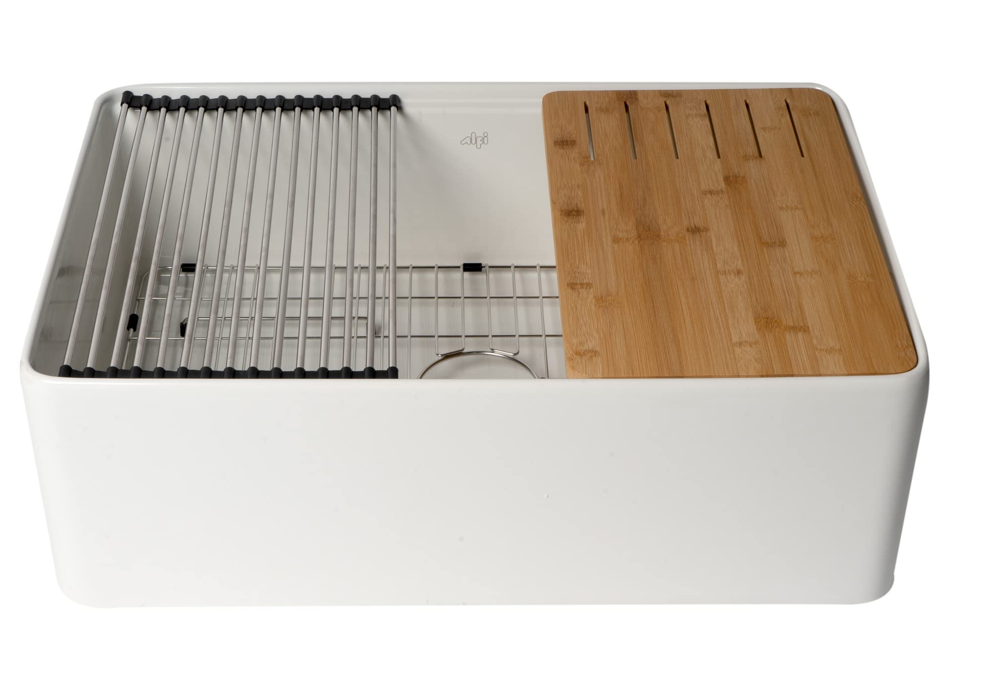 ALFI ABFS3020-W 30-Inch Undermount Kitchen Sink in White - Durable Stainless Steel for Modern Kitchens, Perfect for Cooking, Washing Dishes & Food Prep