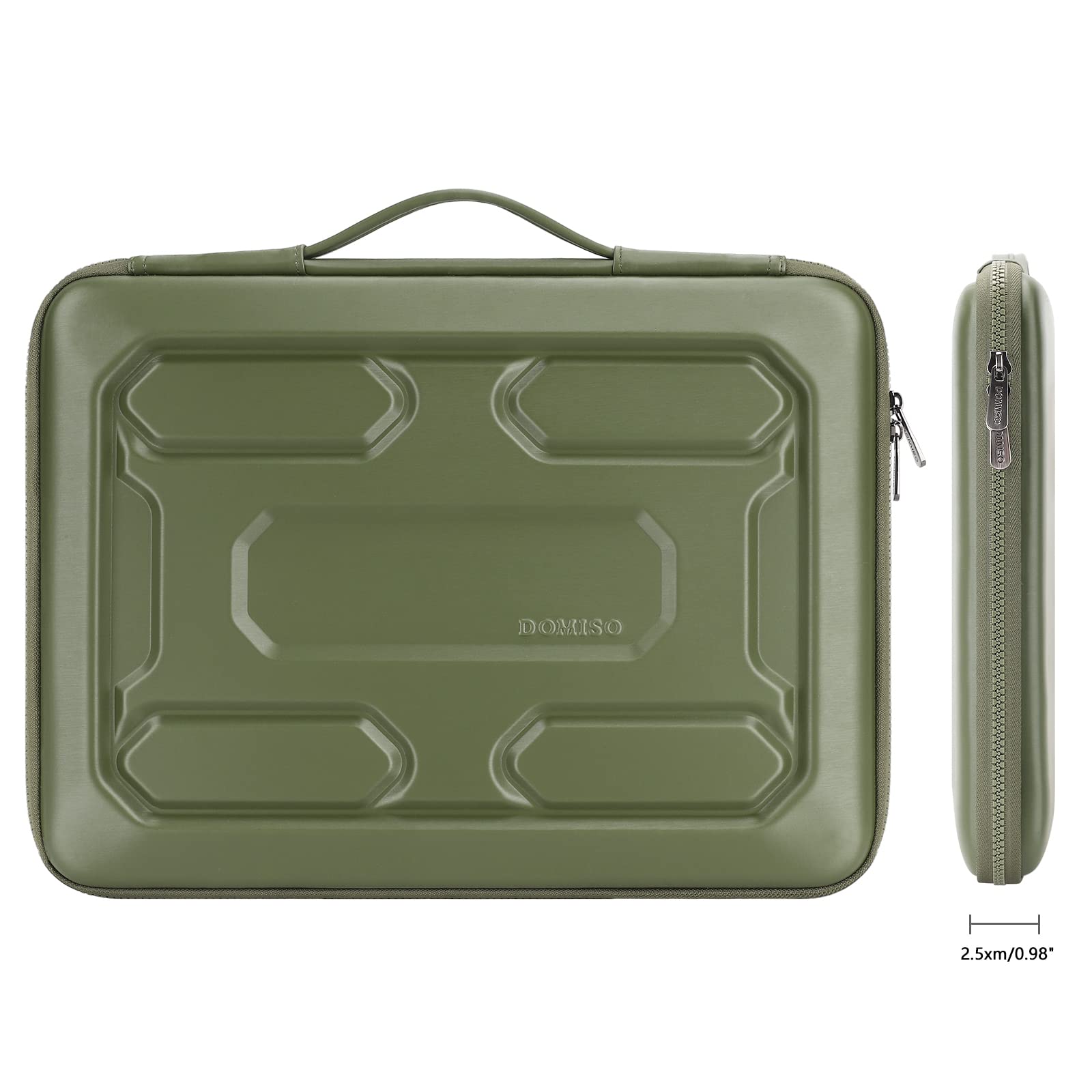 DOMISO 13.3 Inch Shockproof Waterproof Laptop Sleeve with Handle - Protective EVA Case for 13-13.3 Inch Notebooks, MacBook Air/Pro, Dell XPS 13, ASUS, HP (Green) - Perfect for Travel, School & Office Use