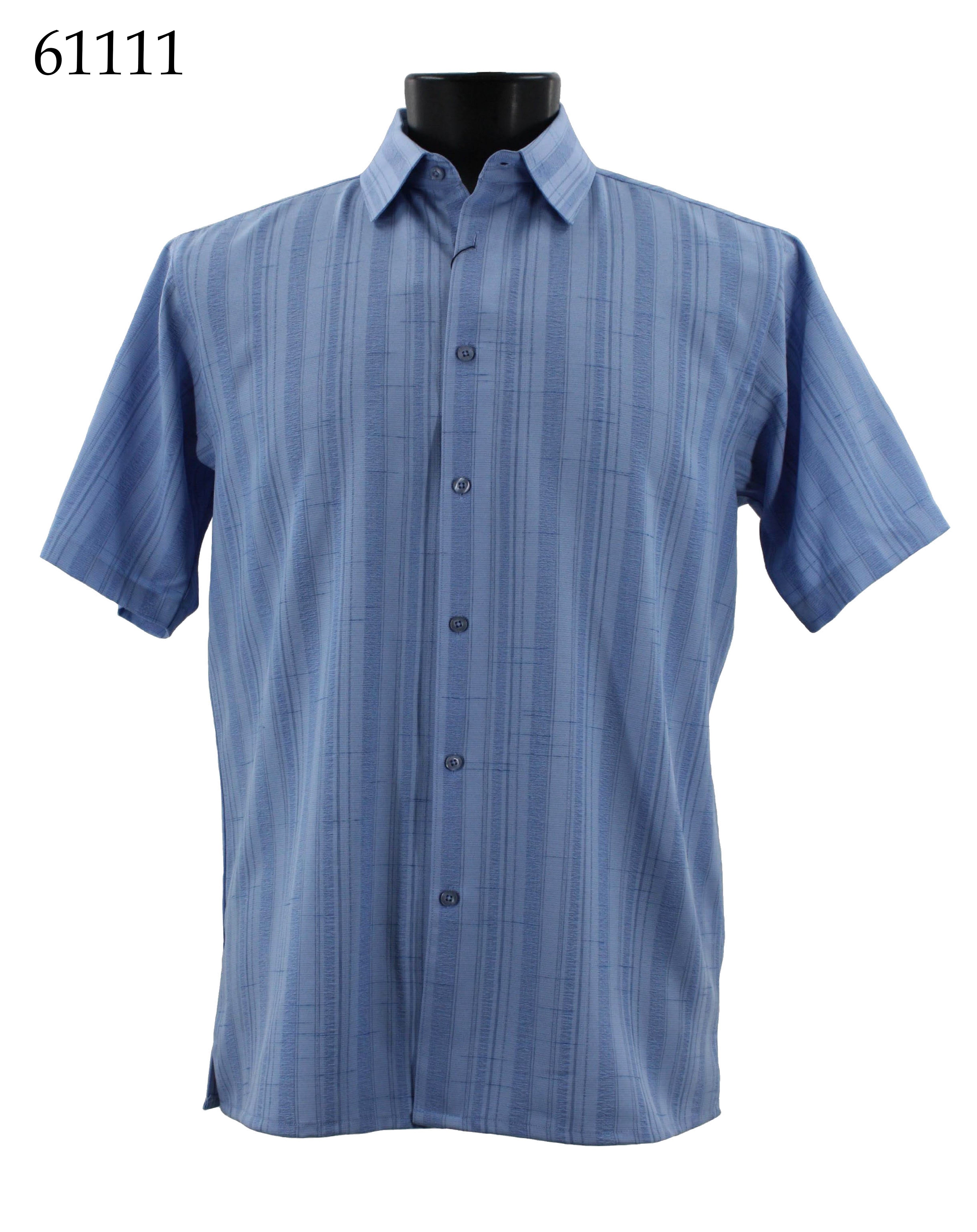 Bassiri Men's Casual Short Sleeve Shirt 61111 - Breathable Cotton Comfort Fit Button Down Top for Summer, Office, and Outdoor Activities