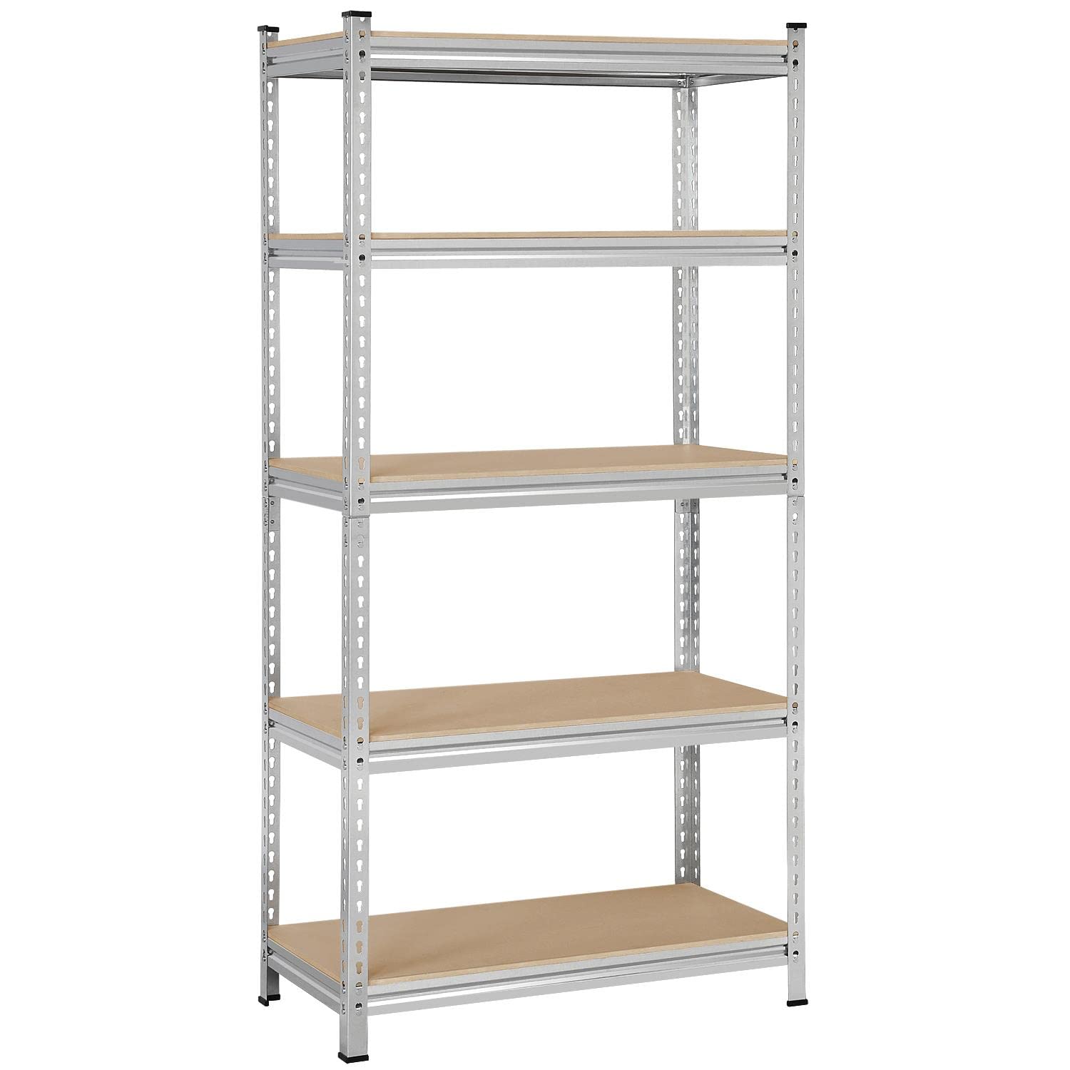 Yaheetech 5-Tier Heavy Duty Metal Garage Shelves - Adjustable Steel Storage Rack Shelf Unit (90 x 45 x 186cm, Silver) - Perfect for Garage Organization, Warehouse Storage & Home Utility Shelving