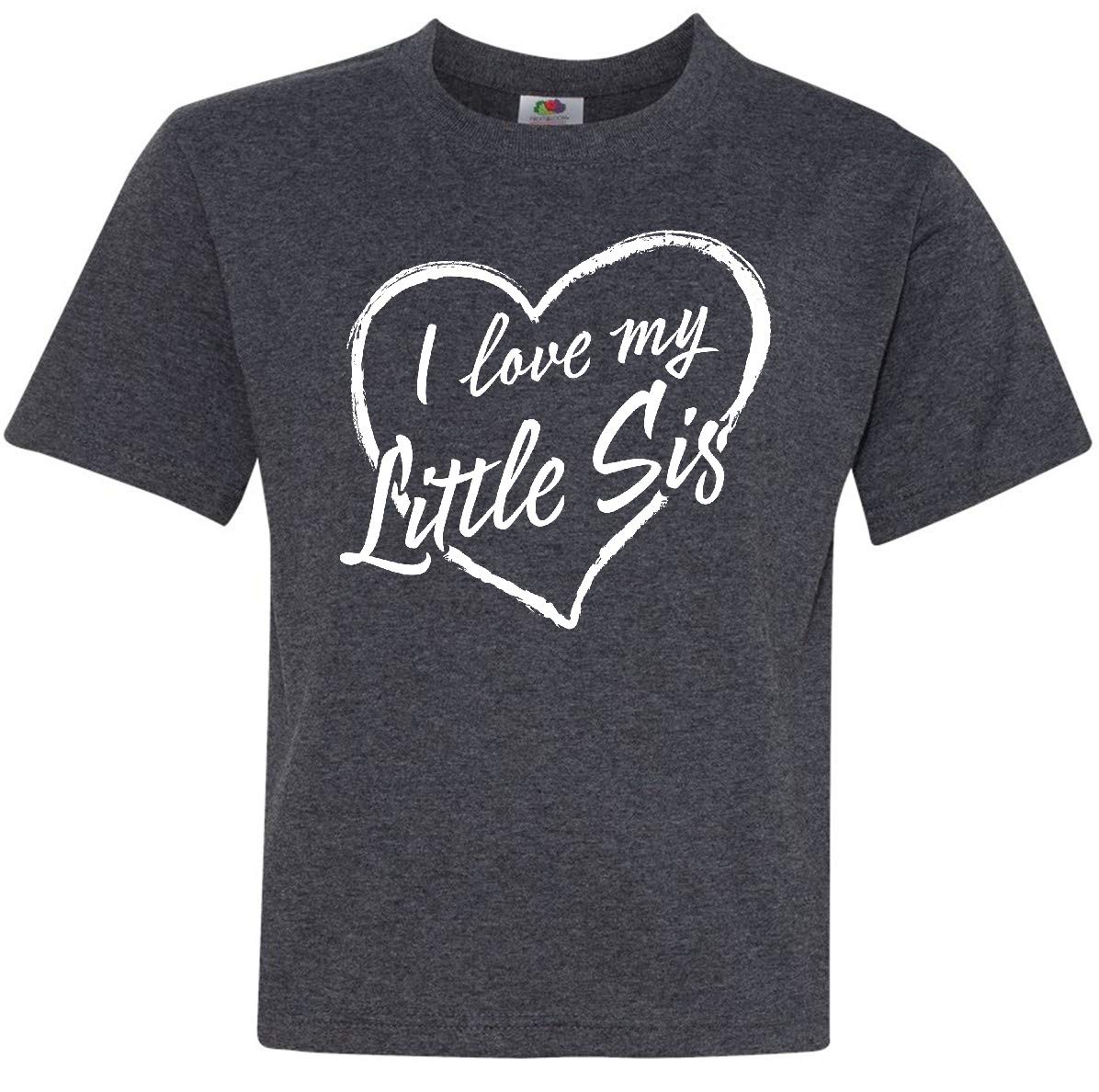 Inktastic I Love My Little Sis White Chalk Heart Youth T-Shirt | Cute Sibling Matching Outfits | Perfect for Sister Bonding & Family Photos