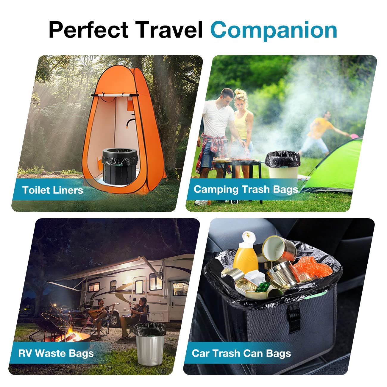 TRIPTIPS 8 Gallon Portable Toilet Bags with Drawstring - Leak-Proof Camping Toilet Waste Liners | Ideal for Outdoor Adventures, Camping, Hiking, RV Trips & Emergency Preparedness